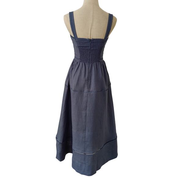 Reformation Everett Square-Neck Linen Midi Dress US 6 - Picture 10 of 11